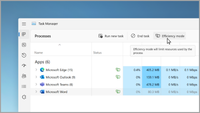 Oszczędzaj energię dzięki trybowi wydajności.